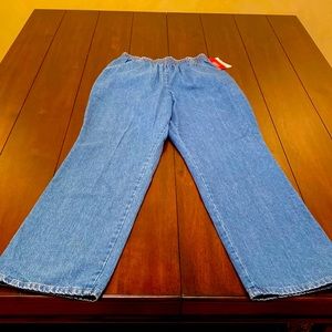 Vntg CHIC Womens Jeans Size 14P Petite Blue Denim Pull On Elastic Waist 1C166DB